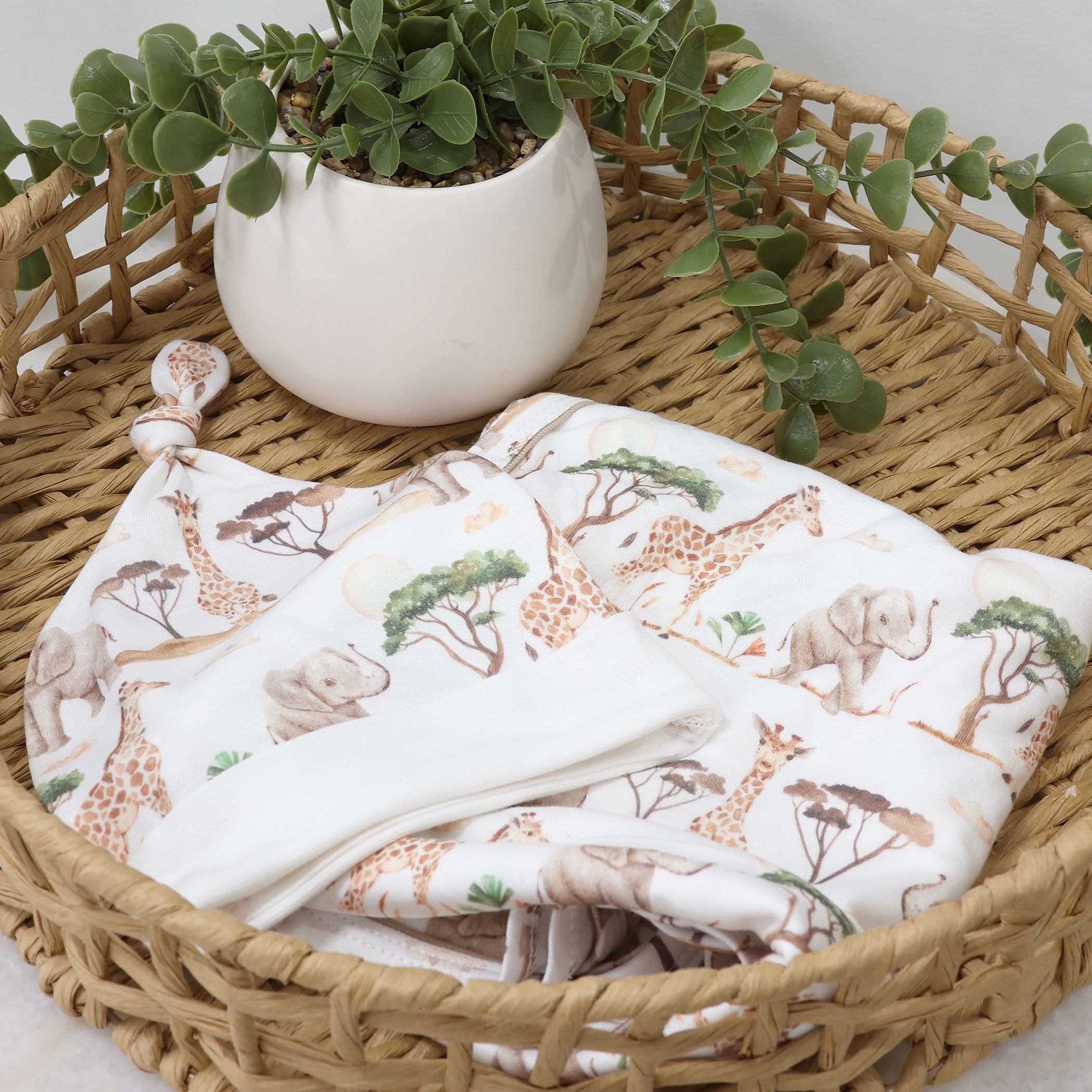 Adventure Bamboo 2PCS Jersey Swaddle & Beanie Set