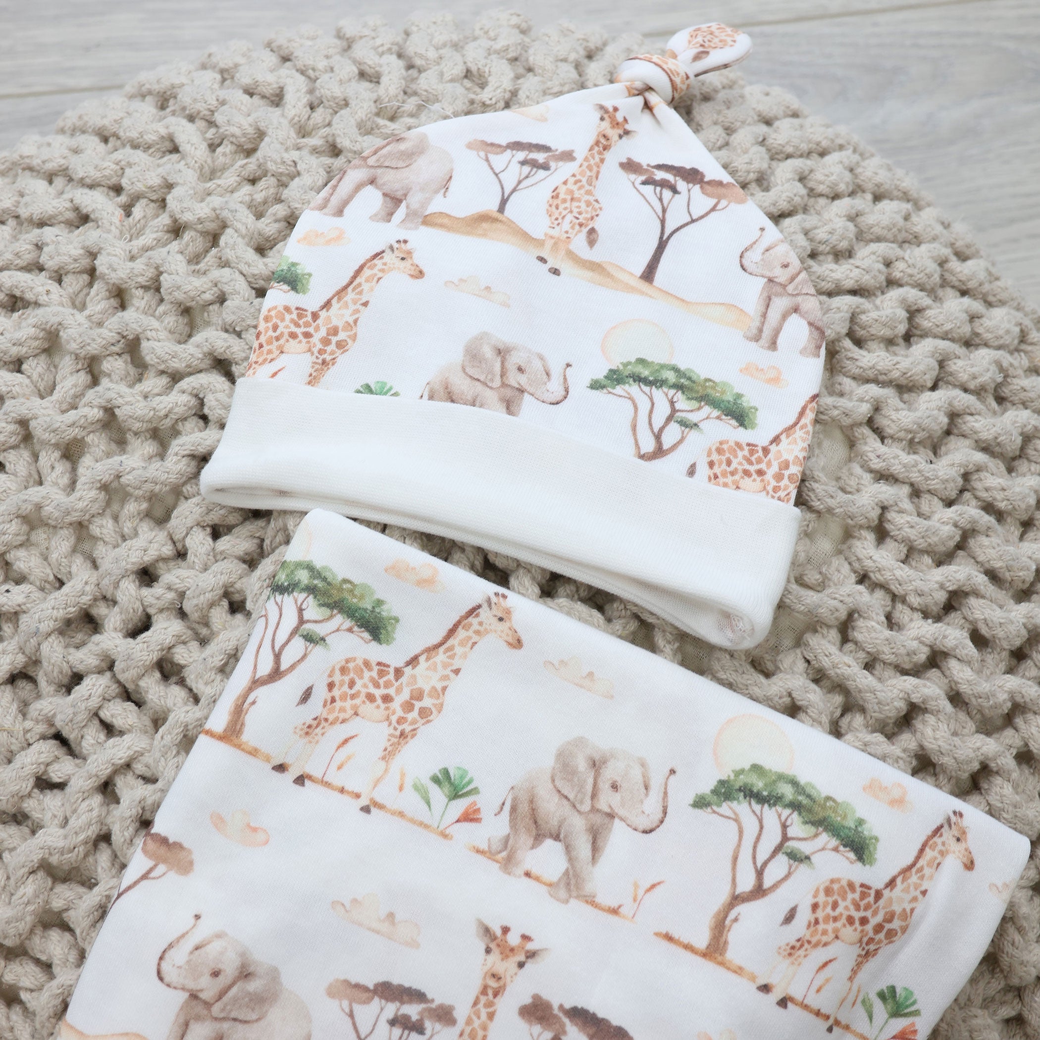 Adventure Bamboo 2PCS Jersey Swaddle & Beanie Set
