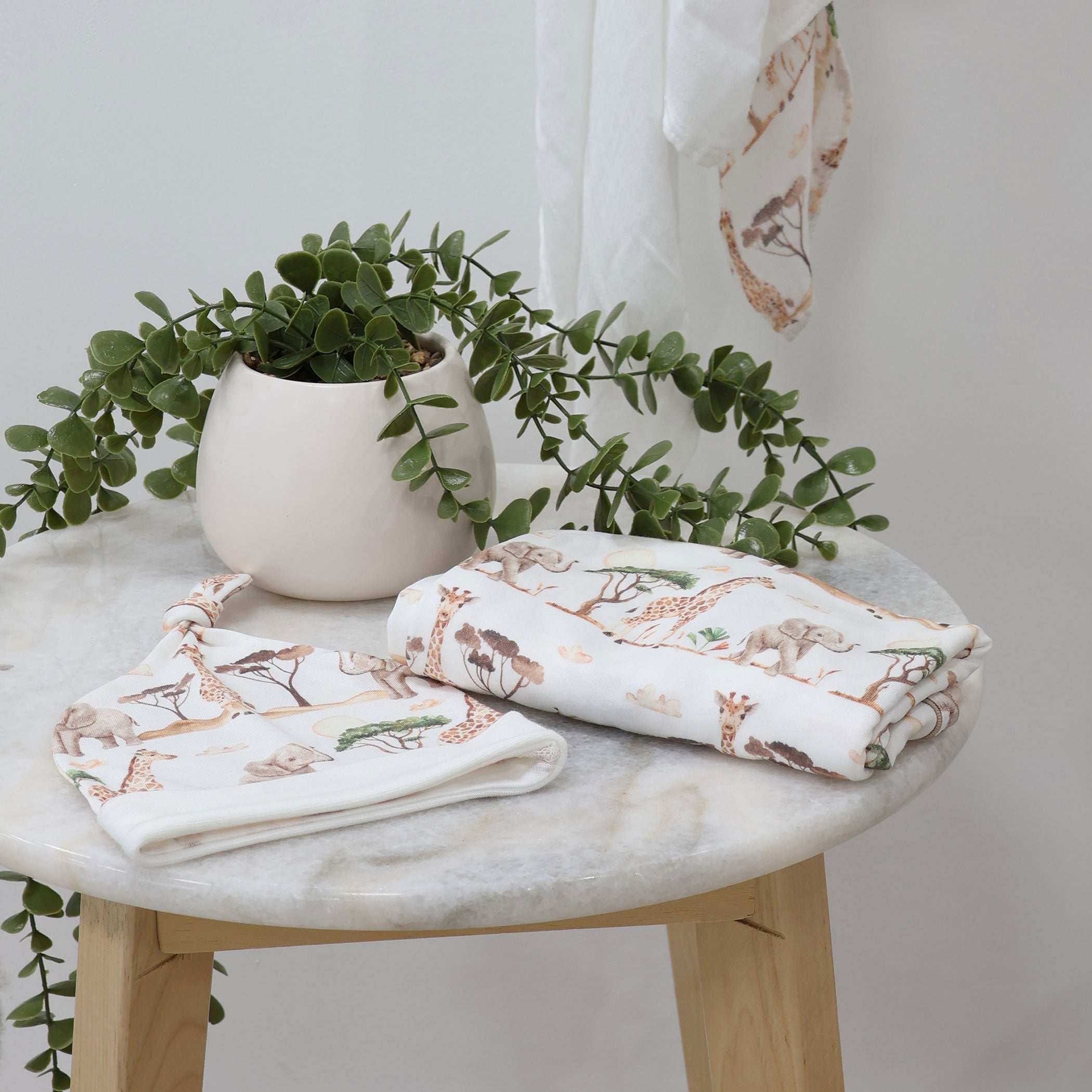 Adventure Bamboo 2PCS Jersey Swaddle & Beanie Set