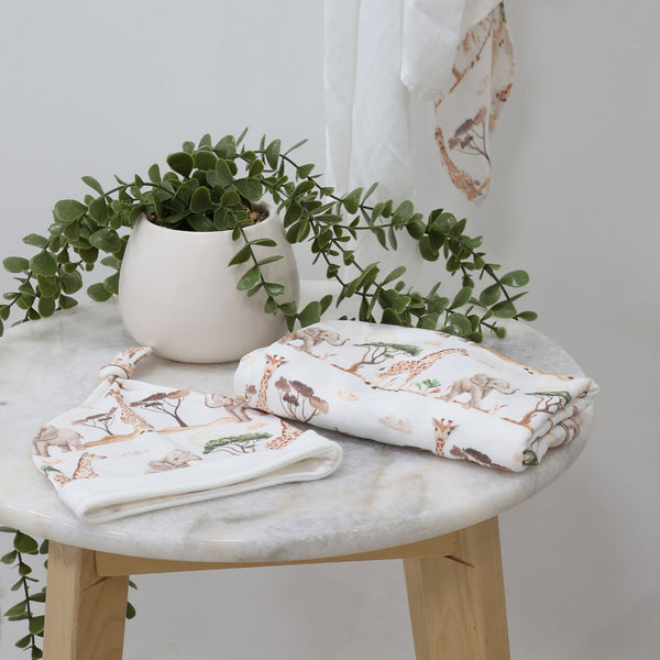 Adventure Bamboo 2PCS Jersey Swaddle & Beanie Set