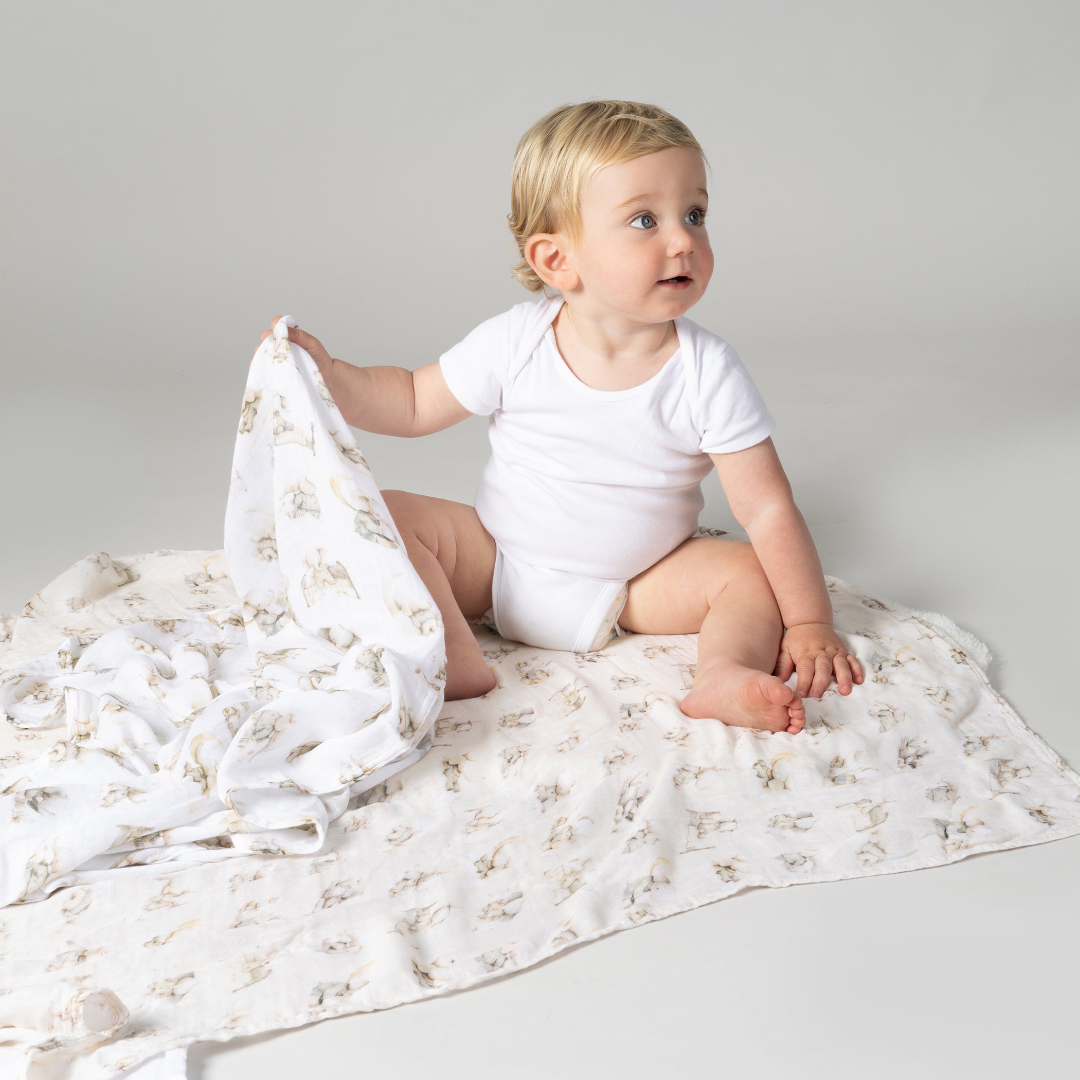 Elephant Bedtime 3pk Muslin Wraps