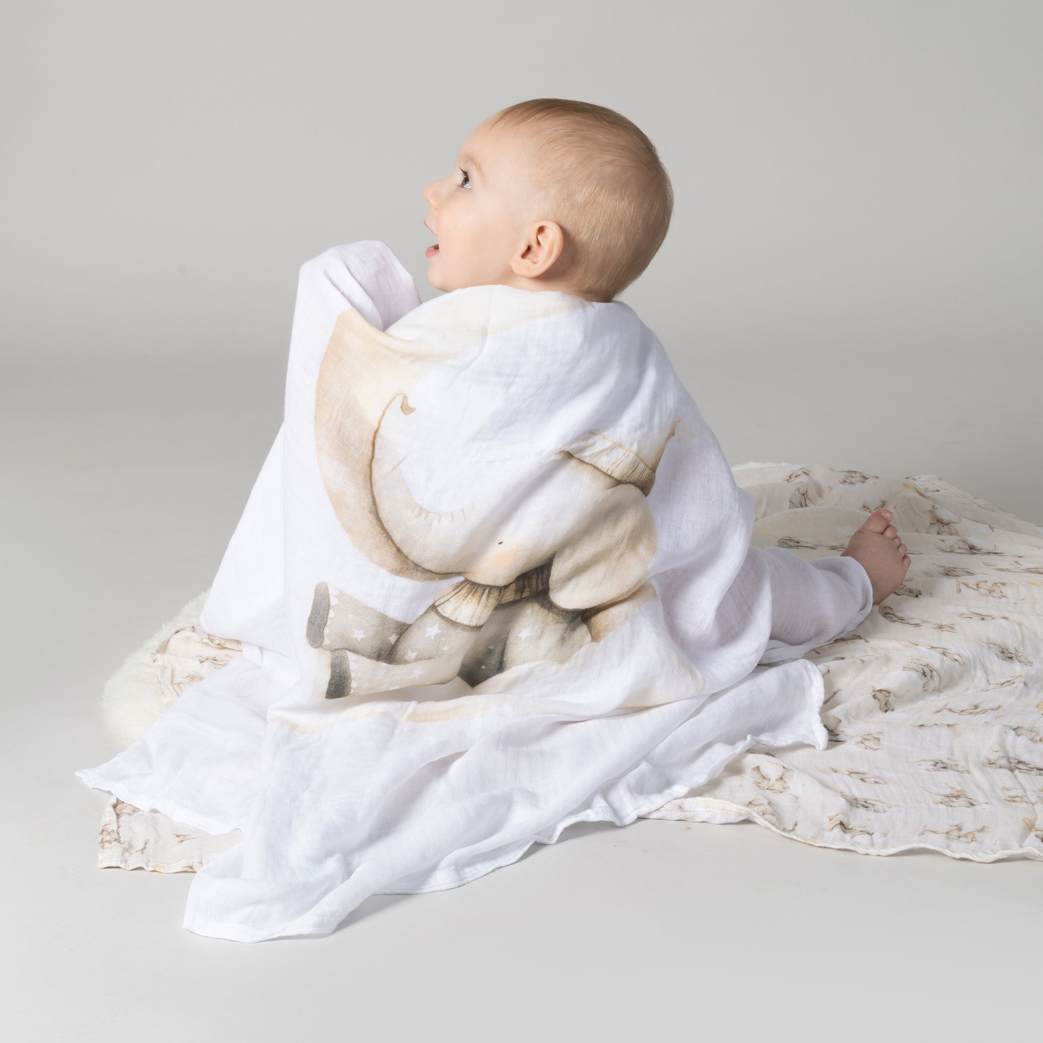 Elephant Bedtime 3pk Muslin Wraps