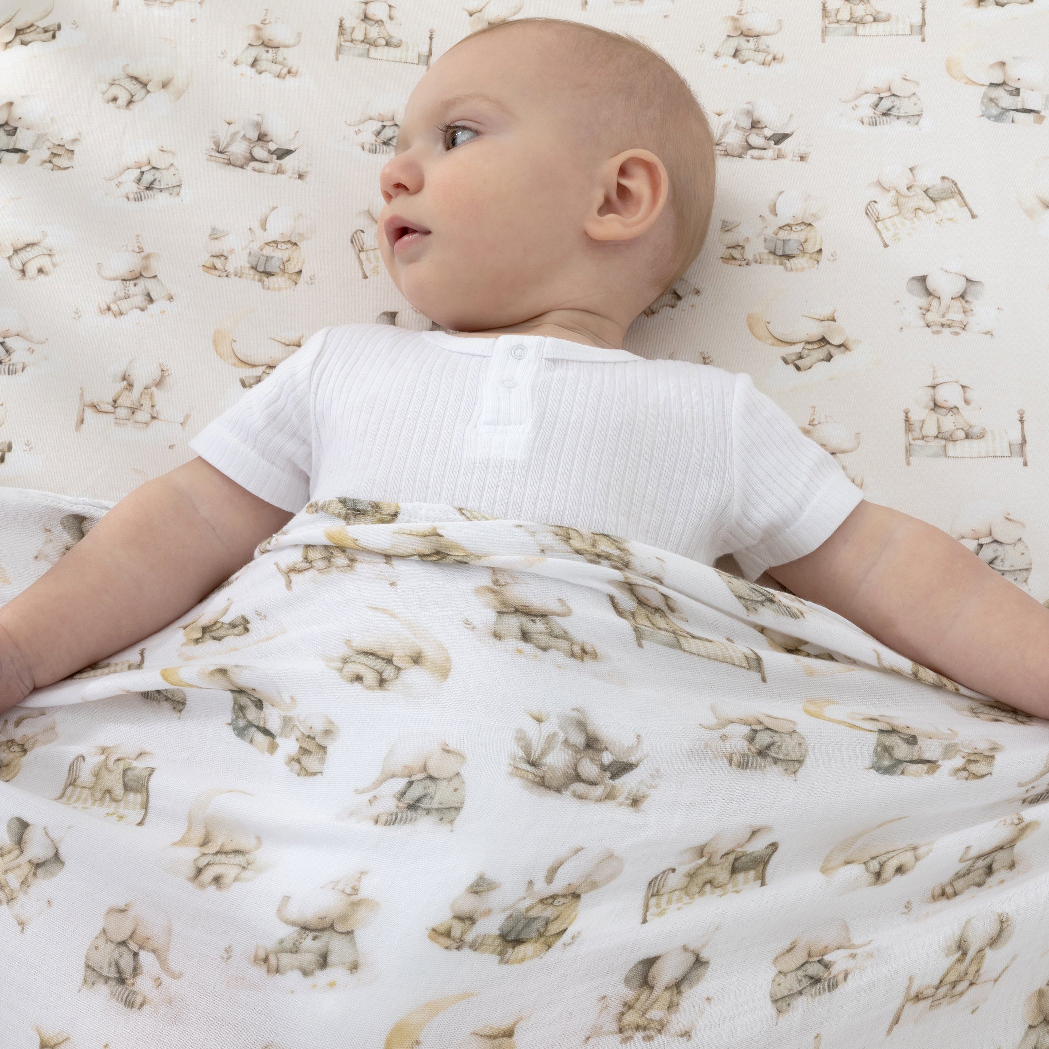 Elephant Bedtime 3pk Muslin Wraps