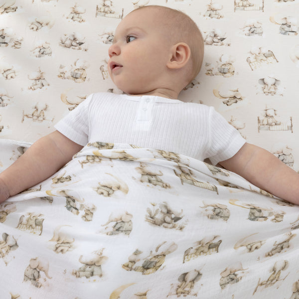 Elephant Bedtime 3pk Muslin Wraps