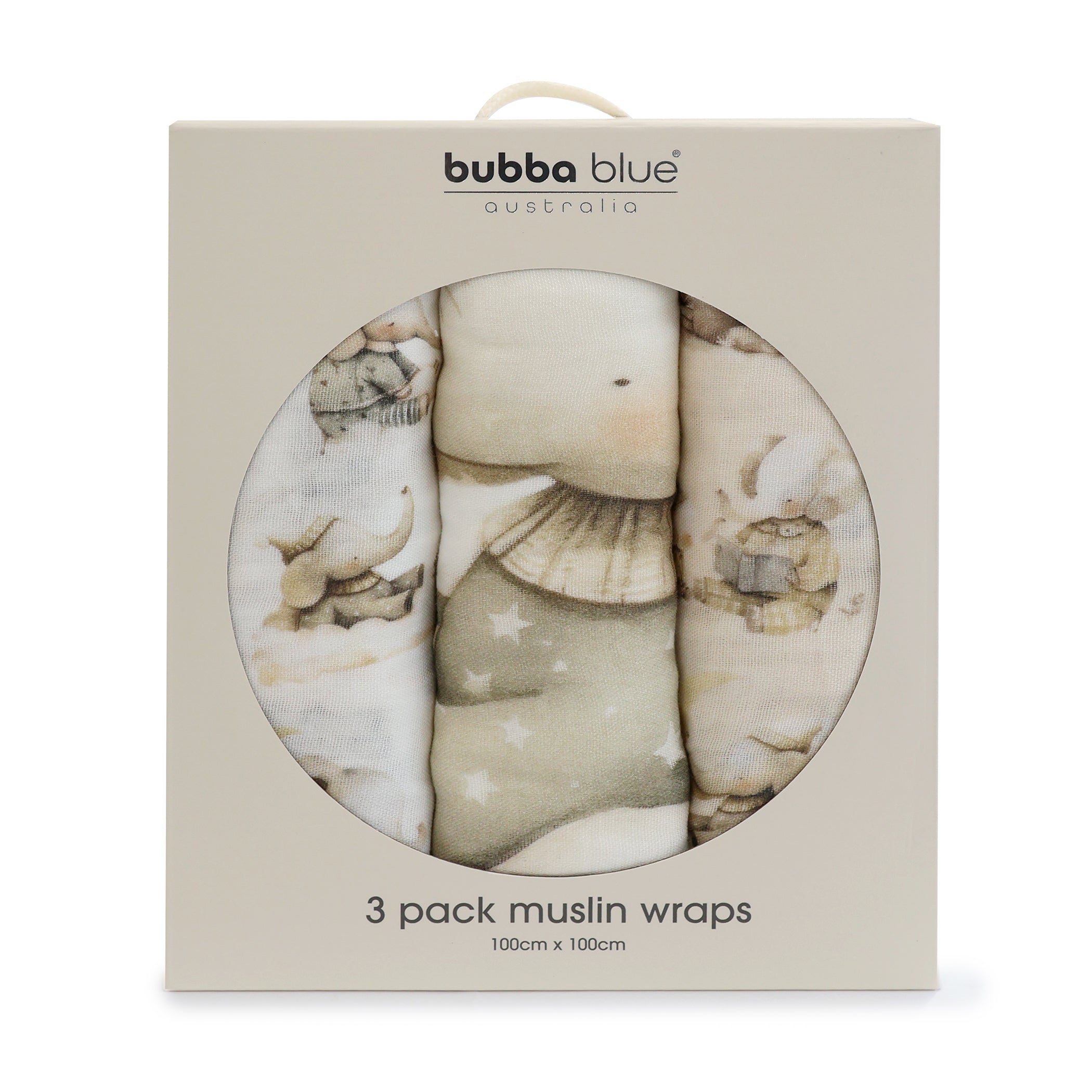 Elephant Bedtime 3pk Muslin Wraps