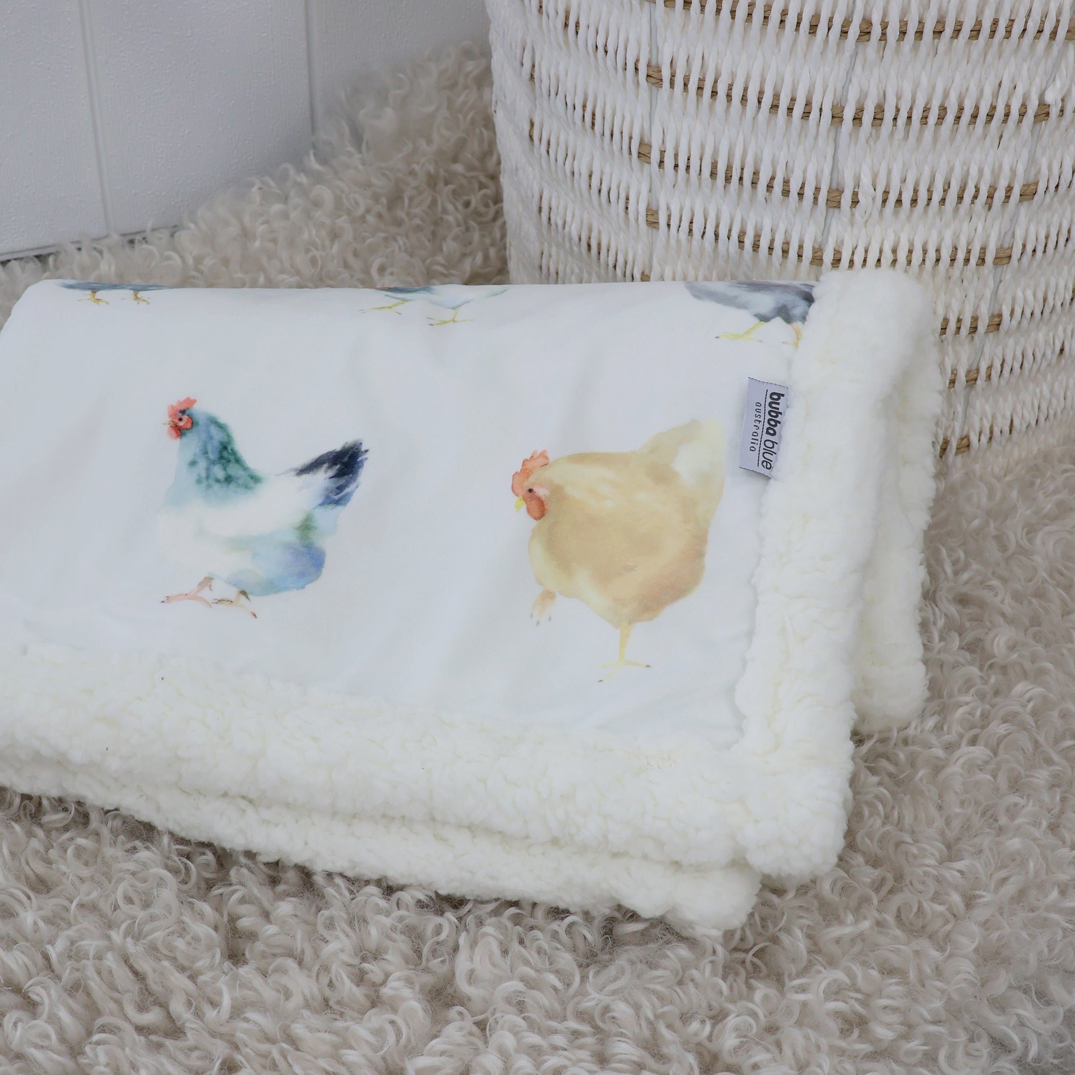 Little Rooster Reversible Fleece Cuddle Blanket