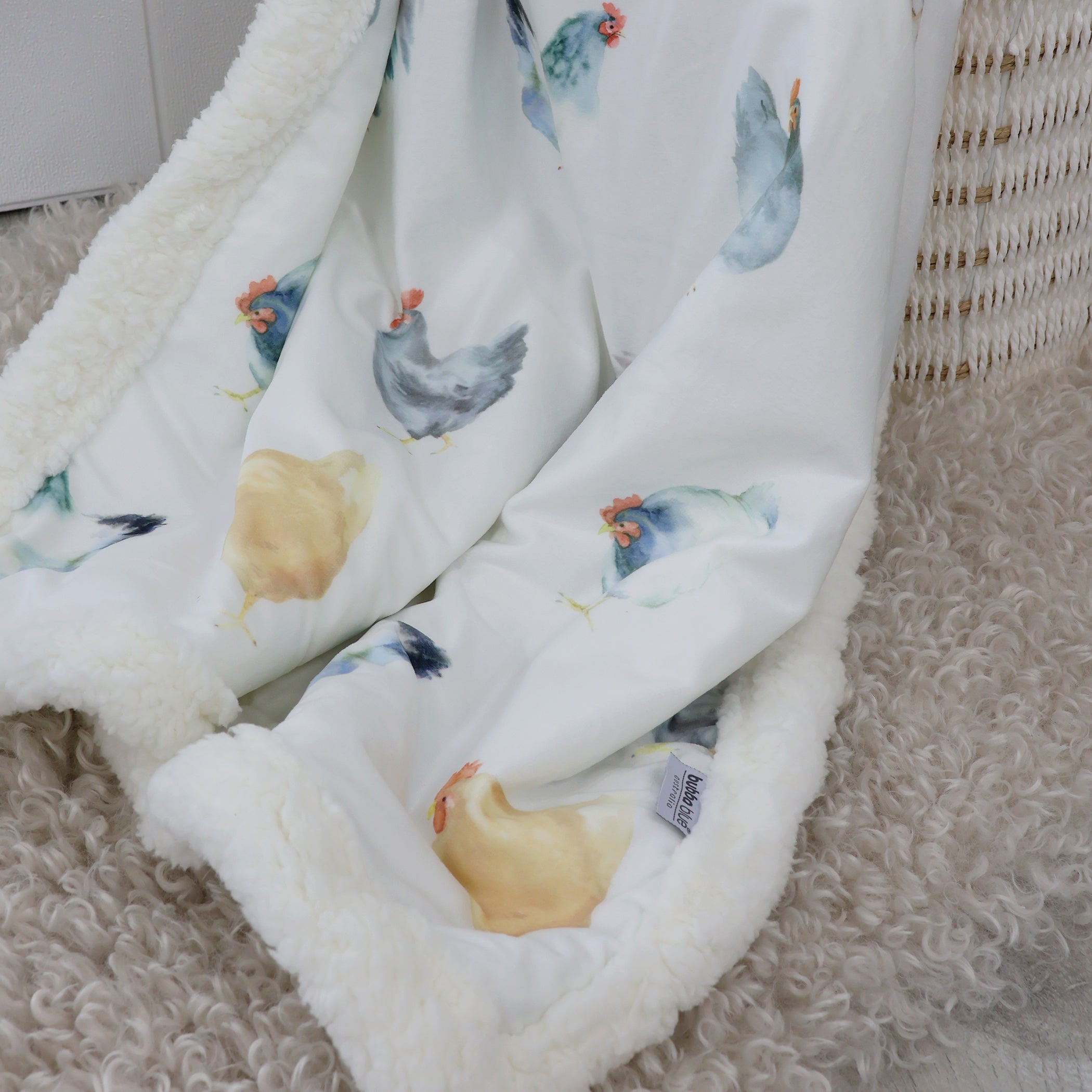Little Rooster Reversible Fleece Cuddle Blanket