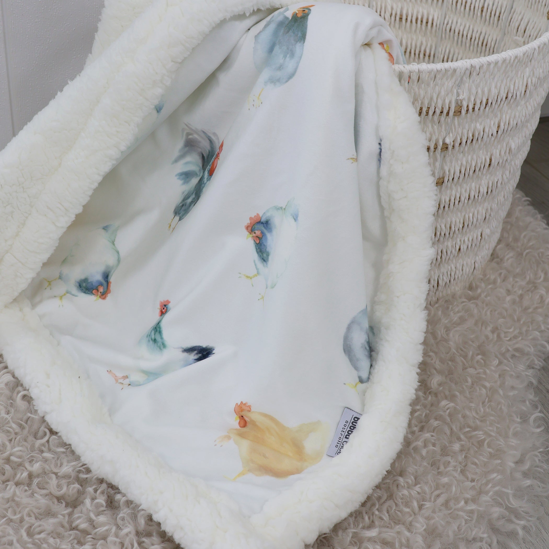 Little Rooster Reversible Fleece Cuddle Blanket