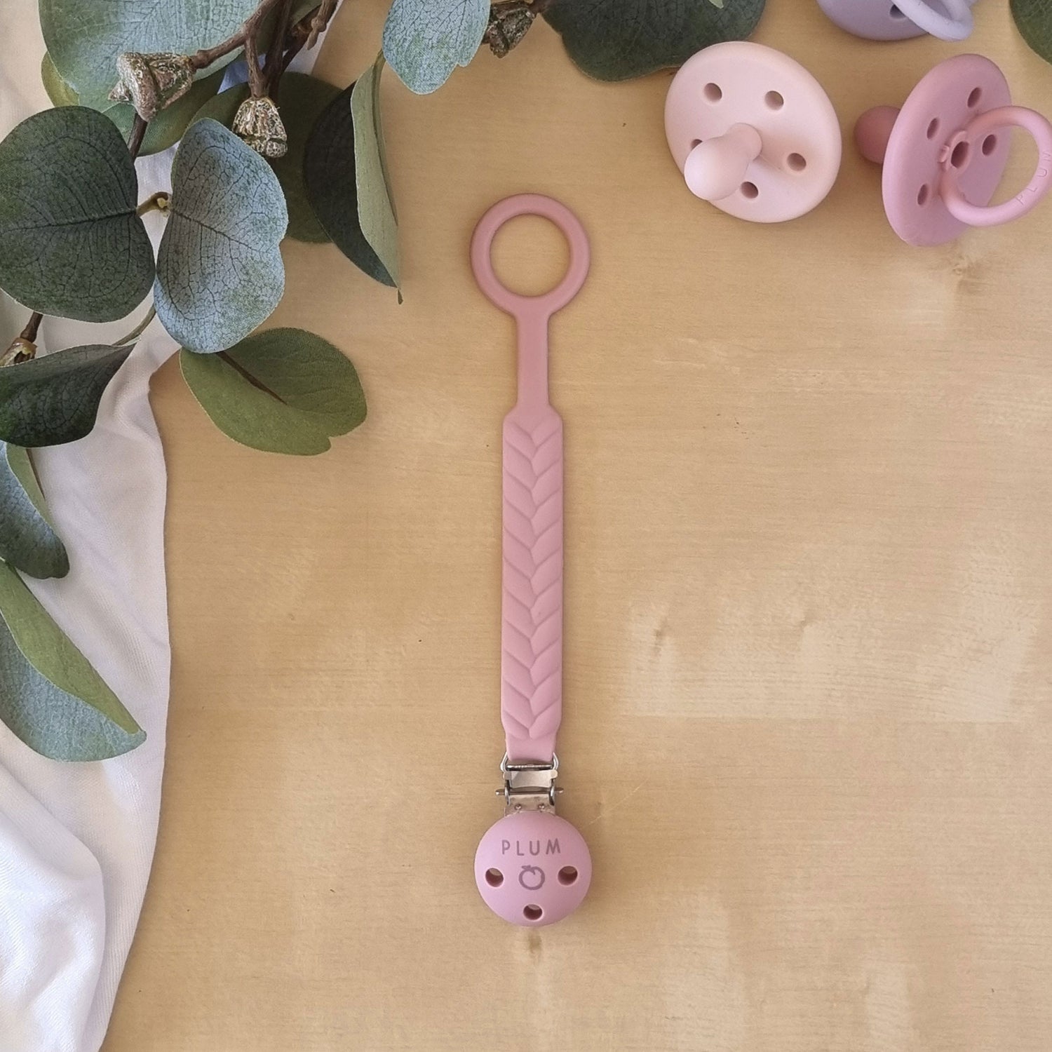 PLUM Silicone Soother Connectors Bundle - Berry & Olive