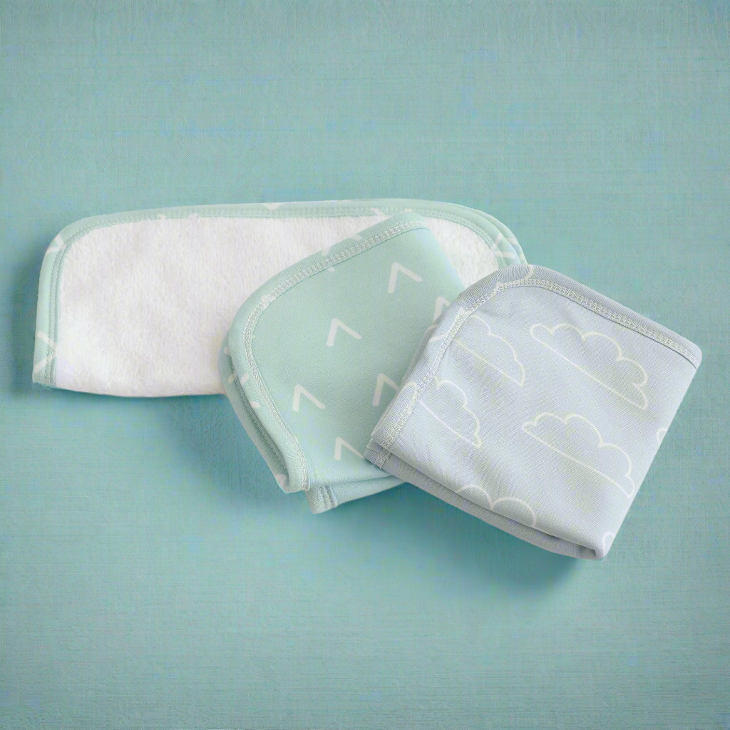 Nordic 3pk Wash Cloth Dusty Sky/Mint