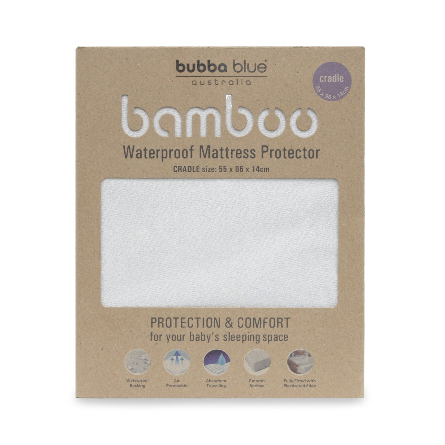 Bamboo White Cradle Waterproof Mattress Protector - Bubba Blue Australia