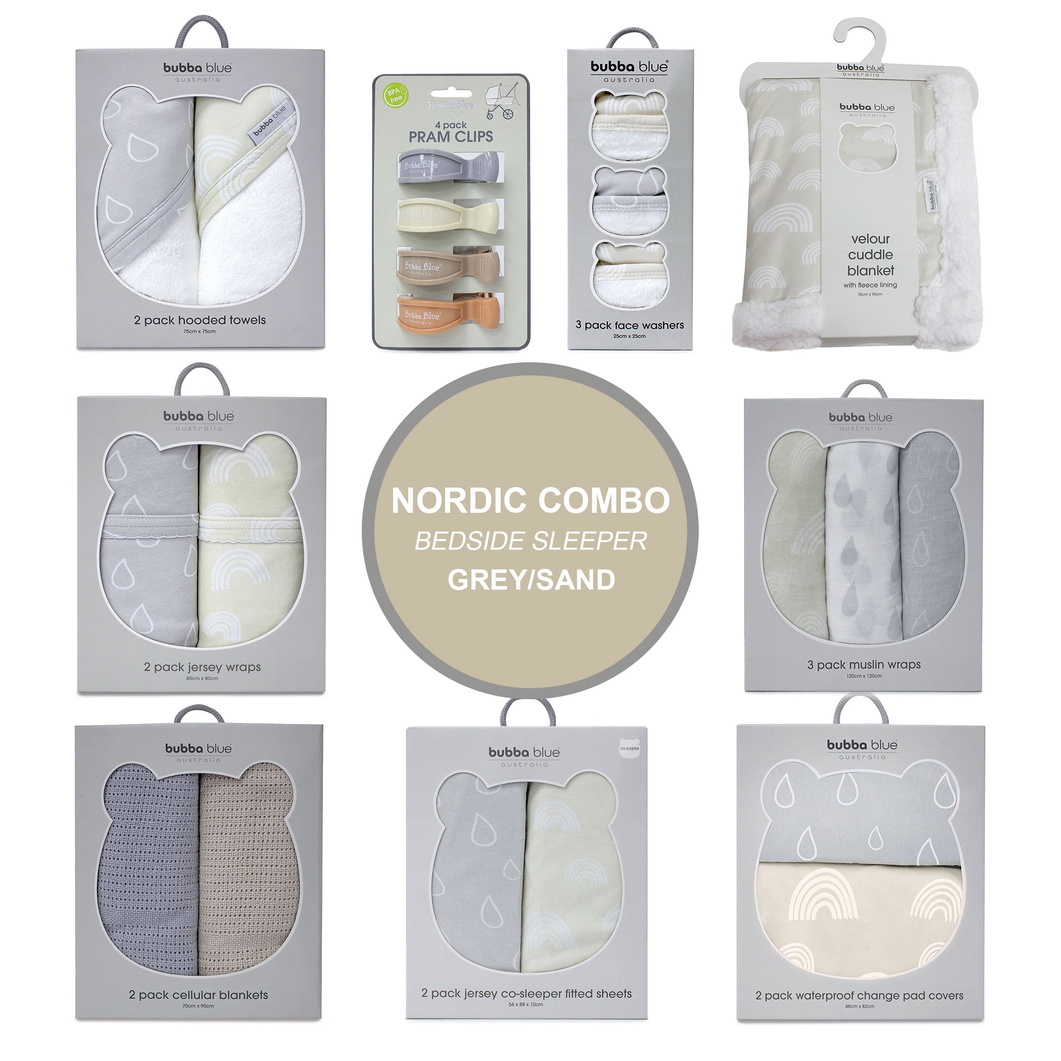 Nordic Co Sleeper/Bedside Sleeper Combo - Grey/Sand
