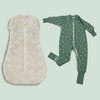 Nordic 2.5 TOG Swaddle Sleepbag & Sleep Suit Bundle - Sand & Forest