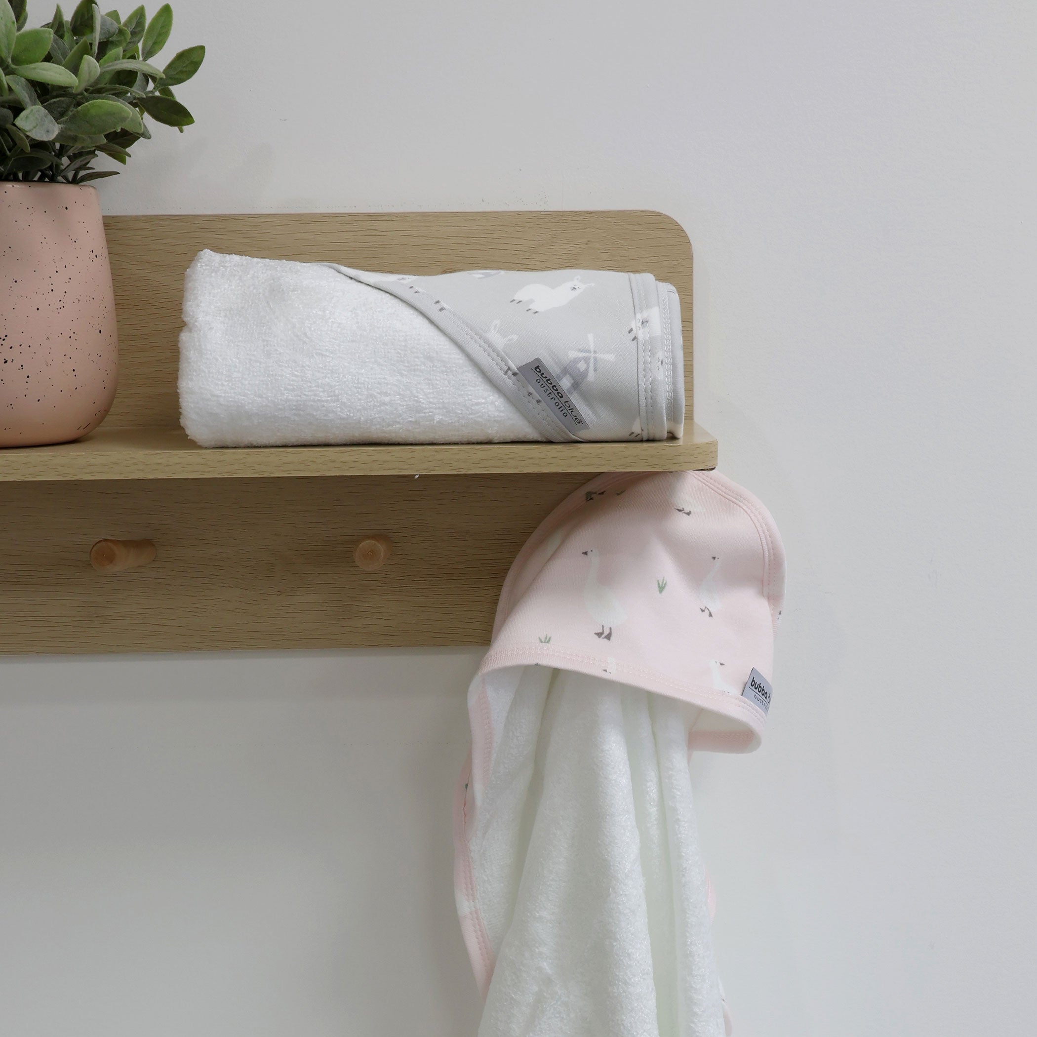 Provincial 2pk Hooded Towel - Blush/Grey