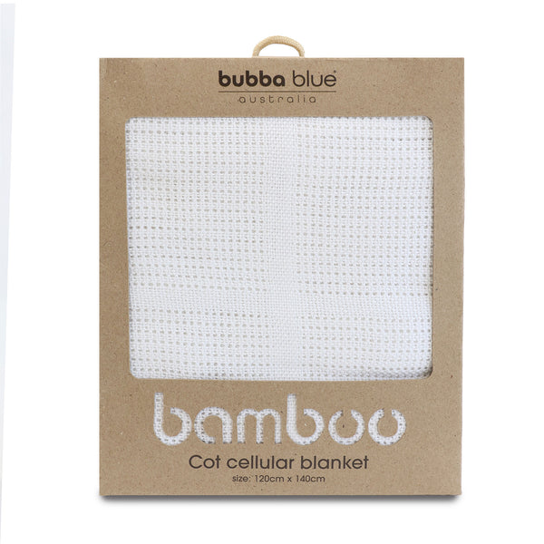 Bamboo White Cellular Cot Blankets