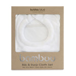Bamboo White Bib & Burp Cloth Set - Bubba Blue Australia