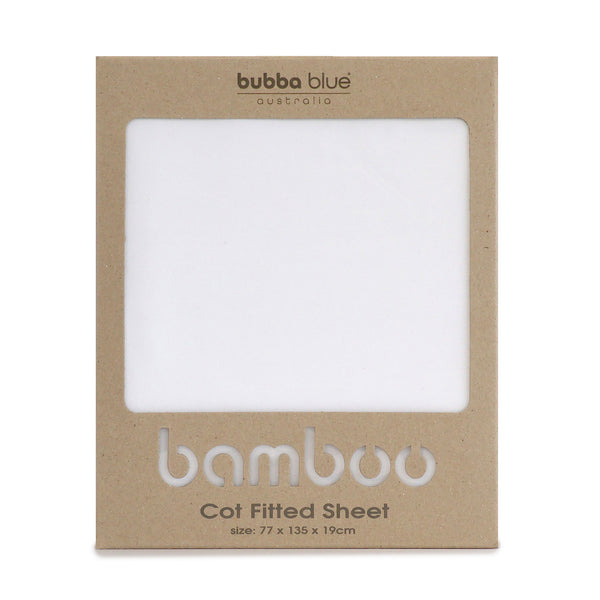 Bamboo White Cot Fitted Sheet - Bubba Blue Australia