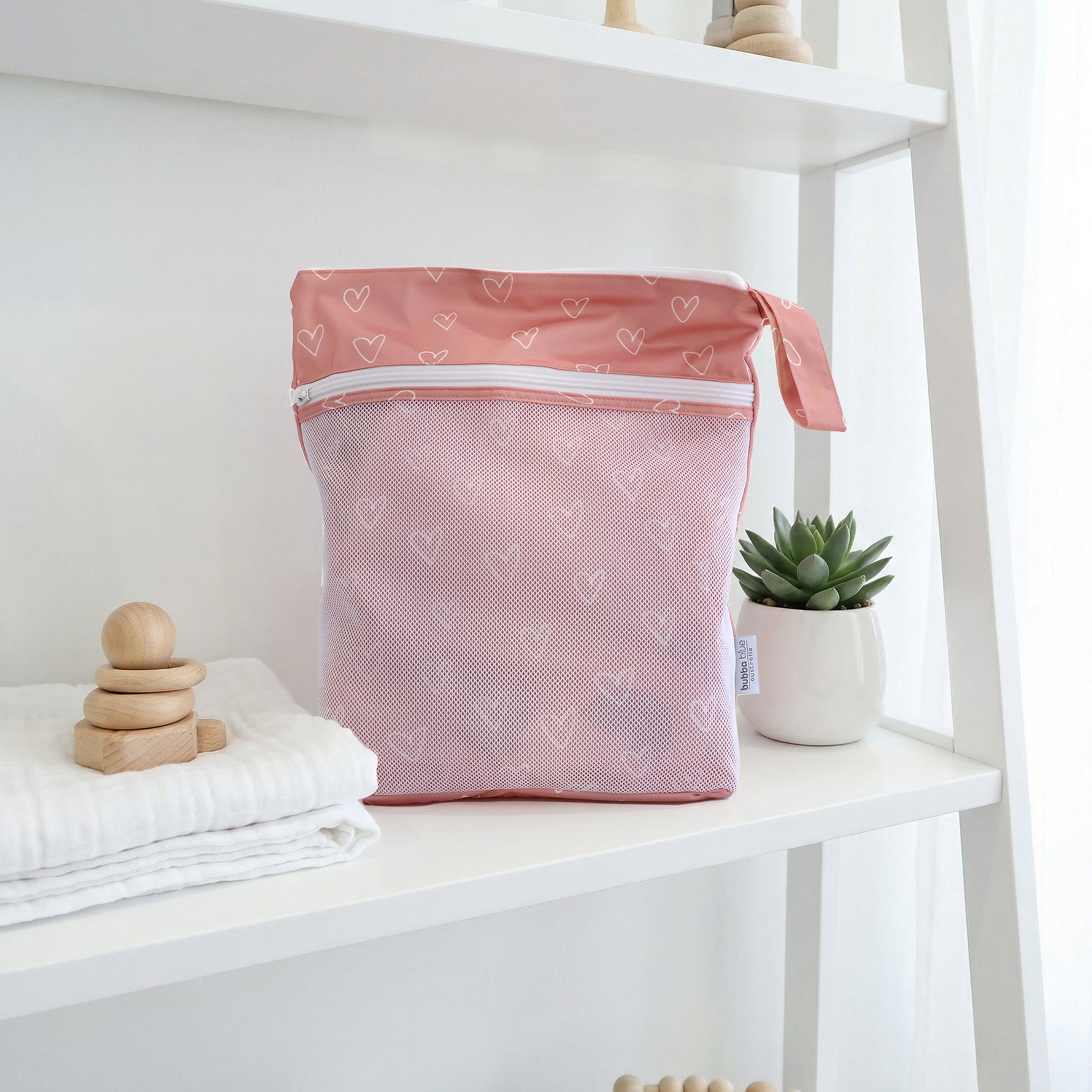 Nordic 2pk Wet/Dry Bags Bundle Berry Hearts - 25x28cm & 30x35cm - Bubba Blue Australia