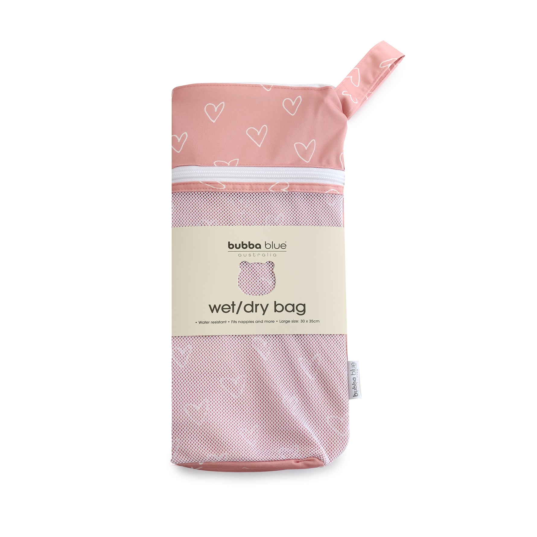 Nordic 2pk Wet/Dry Bags Bundle Berry Hearts - 25x28cm & 30x35cm - Bubba Blue Australia