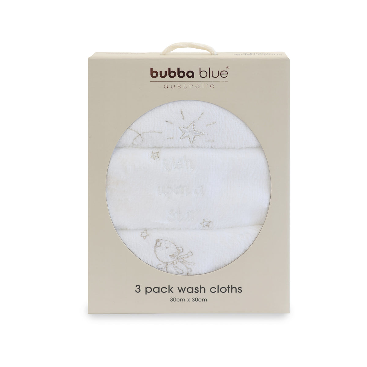 Wish Upon A Star 3pk Face Washers - Bubba Blue Australia