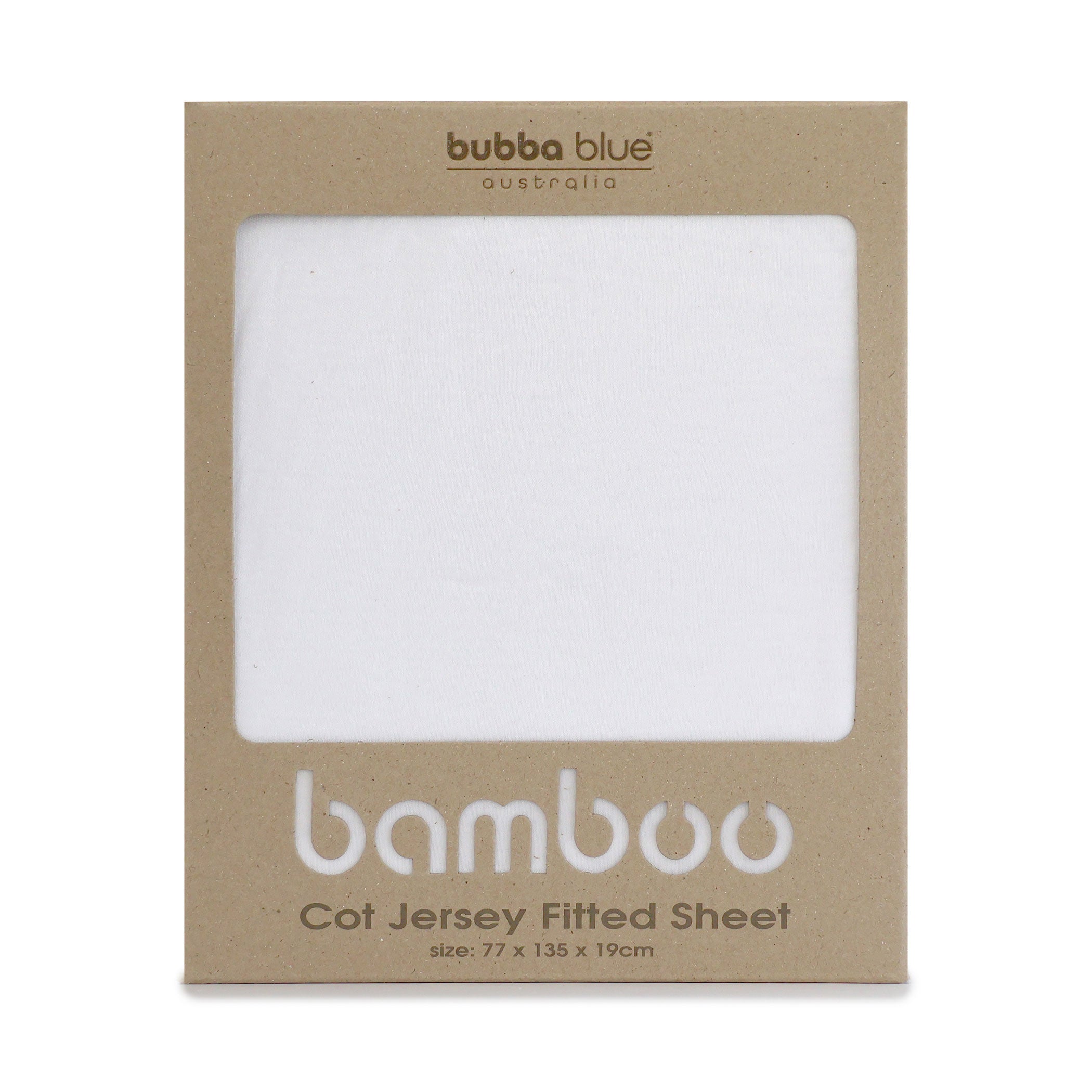 Bamboo White Jersey Cot Fitted Sheet - Bubba Blue Australia