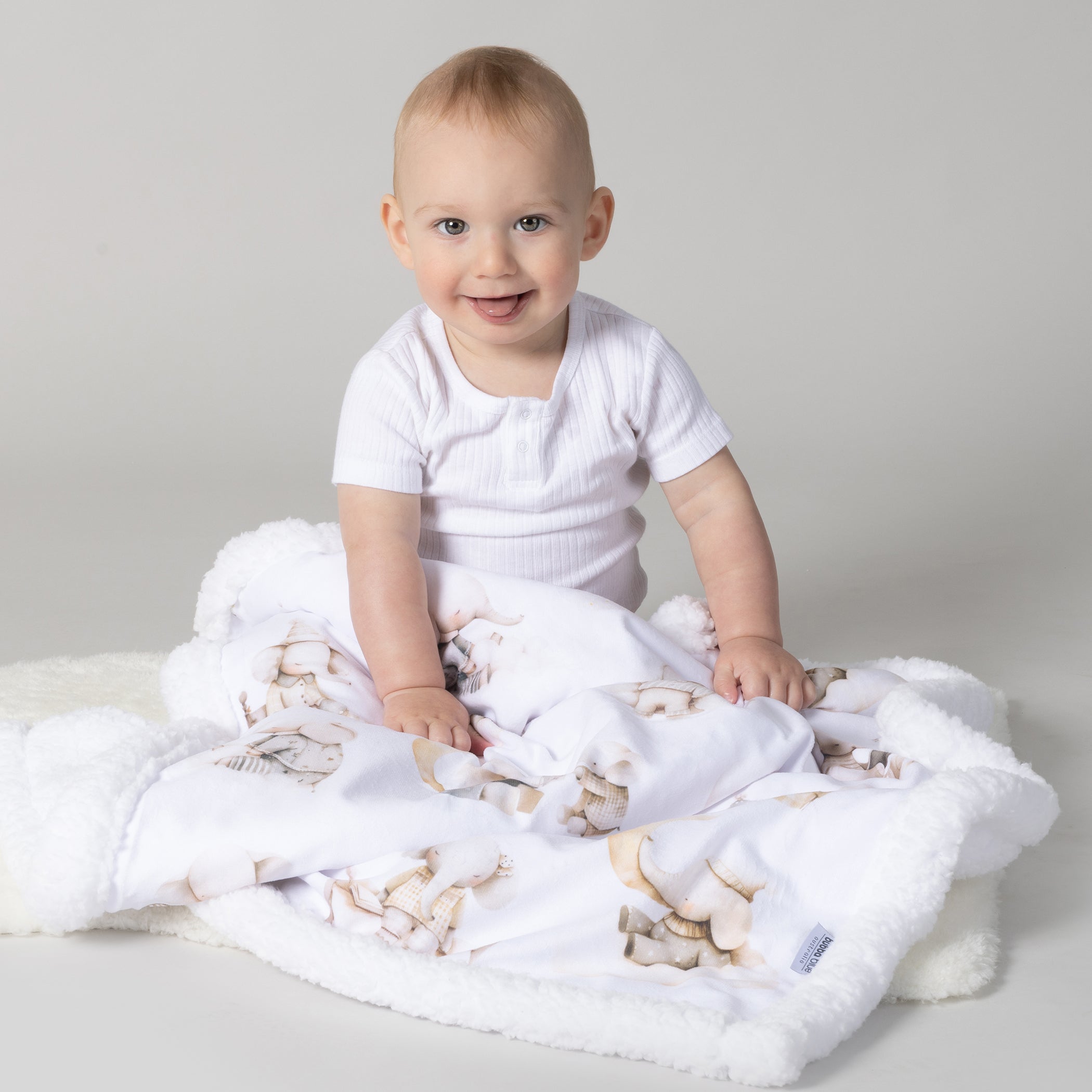Elephant Bedtime Reversible Fleece Cuddle Blanket