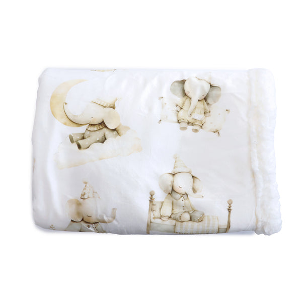 Elephant Bedtime Reversible Fleece Cuddle Blanket