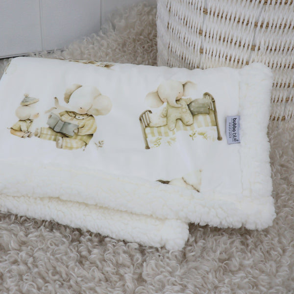 Elephant Bedtime Reversible Fleece Cuddle Blanket