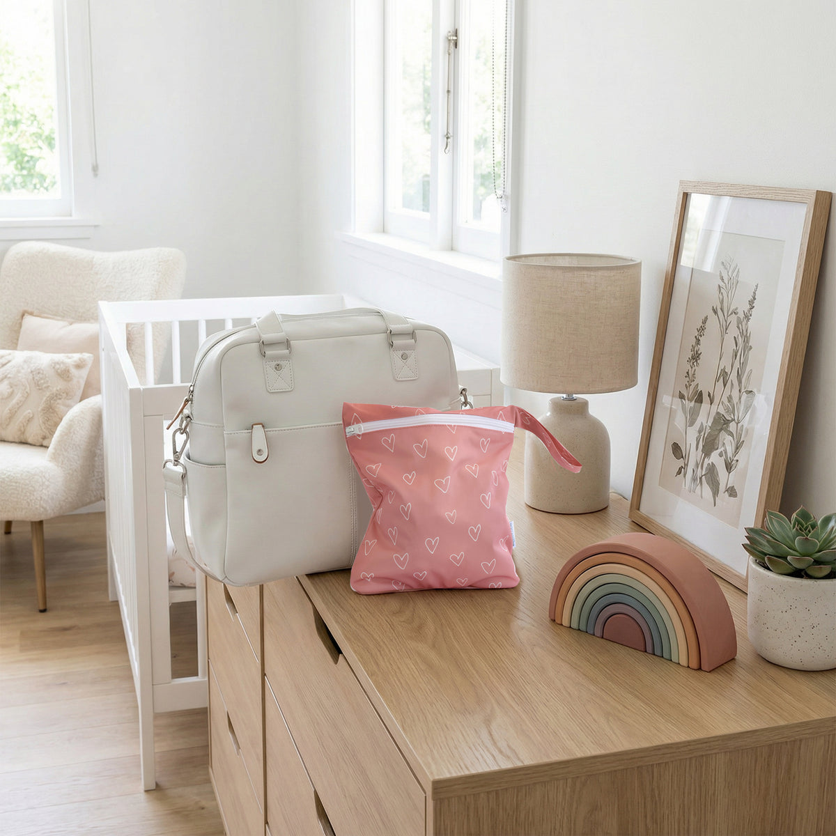 Nordic Wet Bag Berry Hearts 25x28CM - Bubba Blue Australia