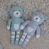 Nordic 2pk Knit Baby Rattles Dusty Sky/Mint Bear