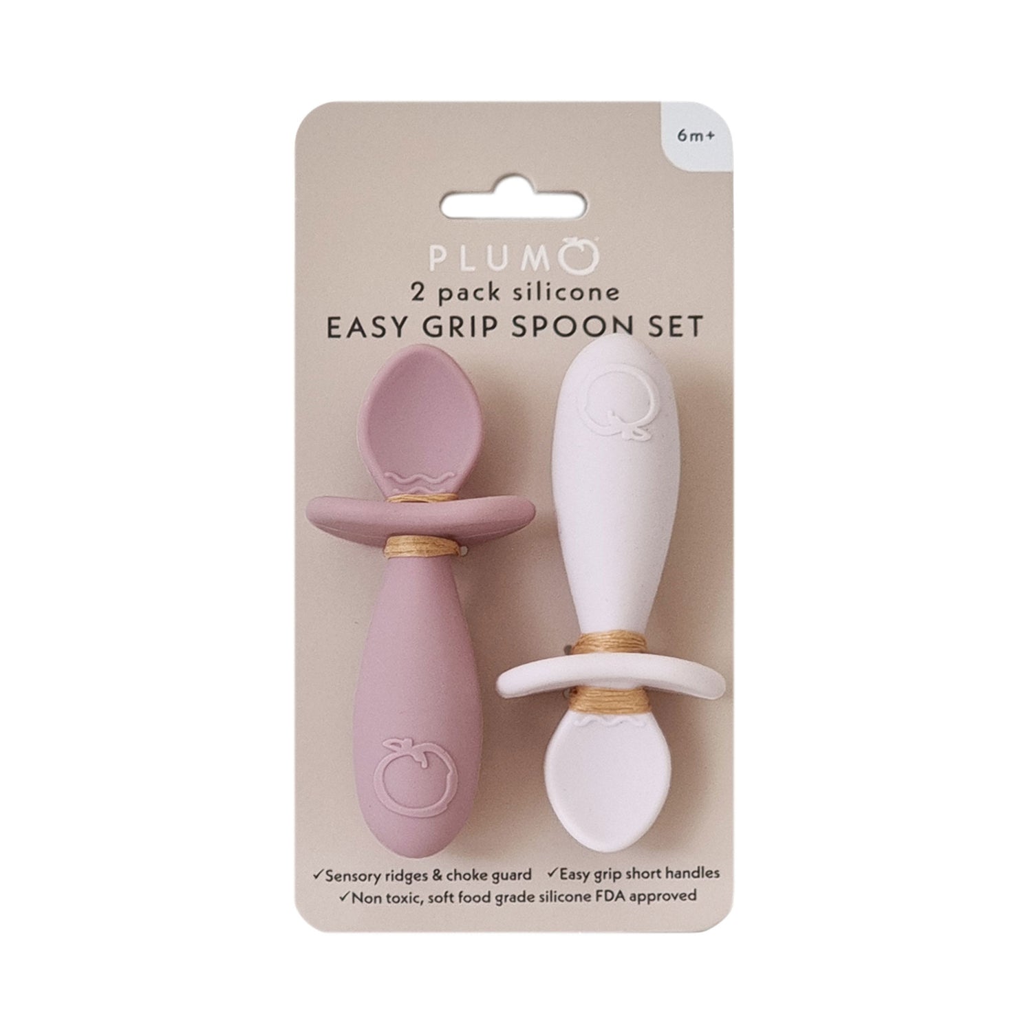 Plum Silicone 2pk Easy Grip Spoon Set- Dusty Berry/Rose