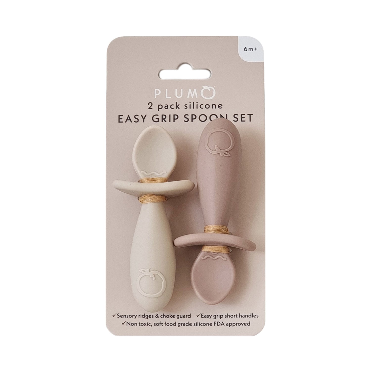 Plum Silicone 2pk Easy Grip Spoon Set- Sand/Nutmeg