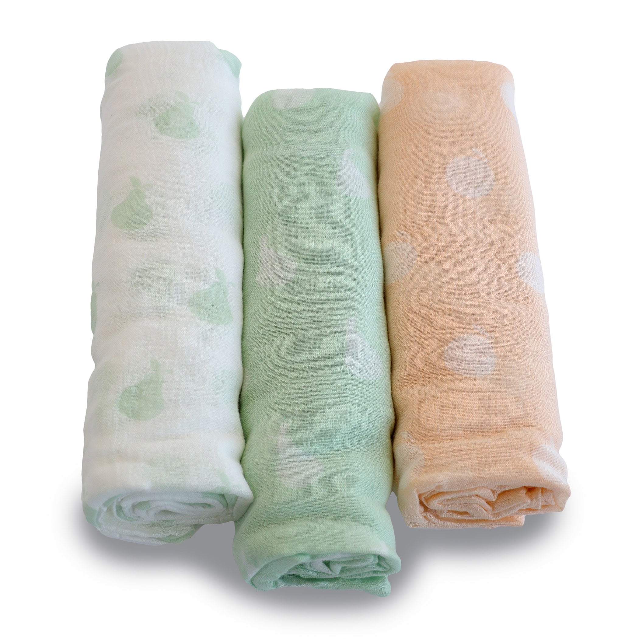 Nordic Sorbet 3pk Muslin Wraps Orange/Pear