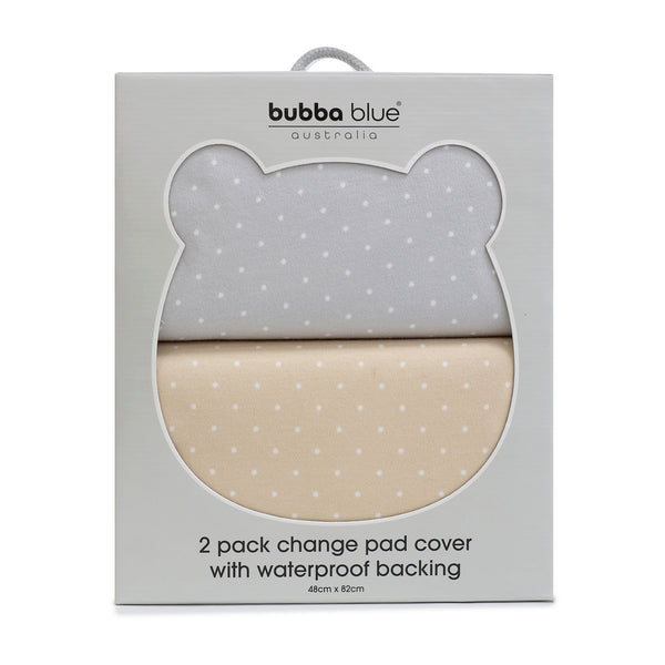 Confetti 2pk Waterproof Change Pad Covers Grey/Taupe