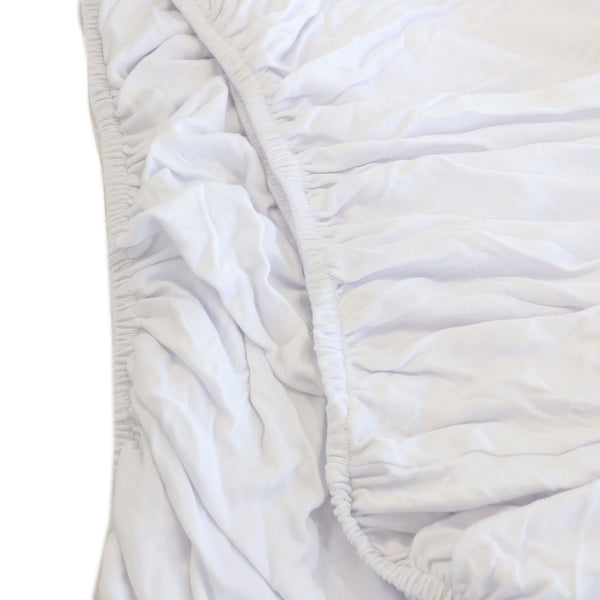 Bamboo White 2pk Cot Jersey Fitted Sheets