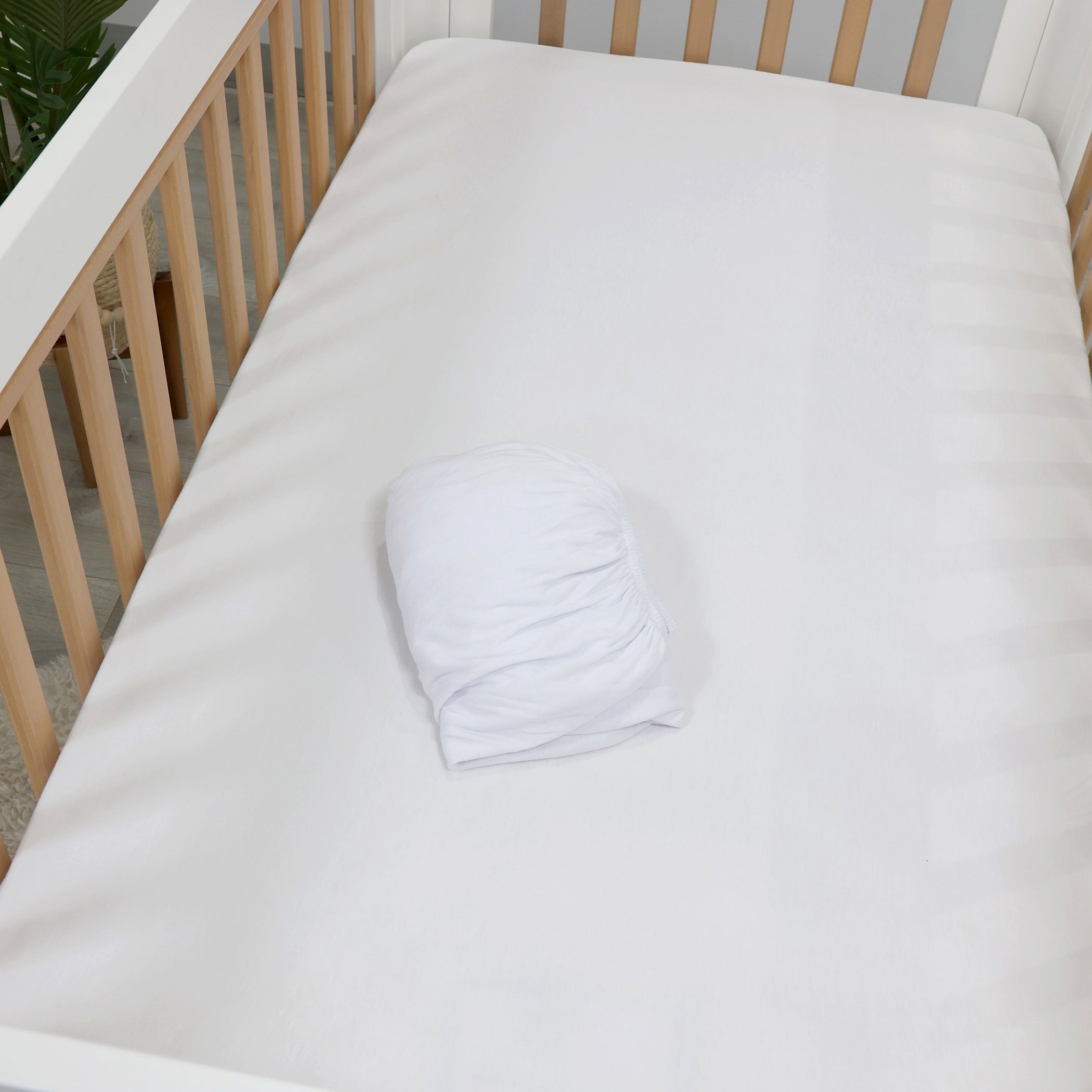 Bamboo White 2pk Cot Jersey Fitted Sheets