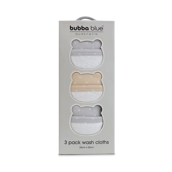 Confetti 3pk Face Washer Grey/Taupe