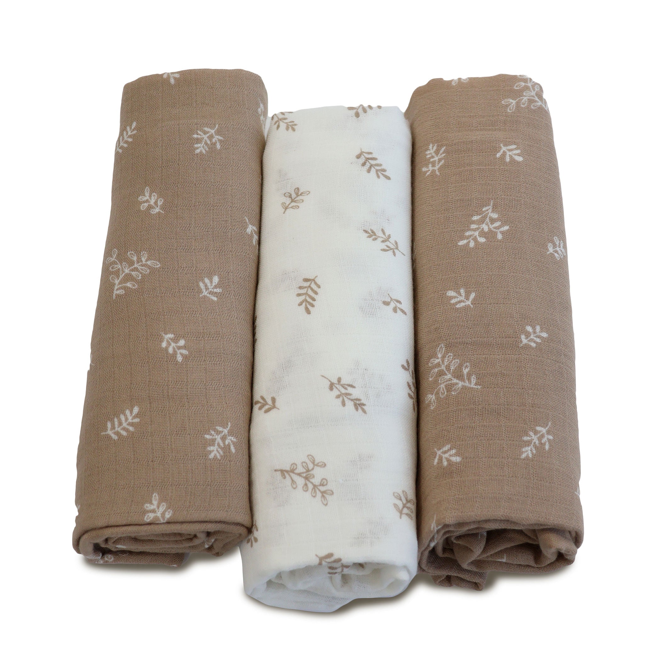 Organic Cotton 3pk Muslin Swaddle Wraps - Chestnut