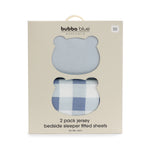 Sundae 2pk Jersey Co Sleeper/Bedside Sleeper Fitted Sheets - Blueberry - Bubba Blue Australia
