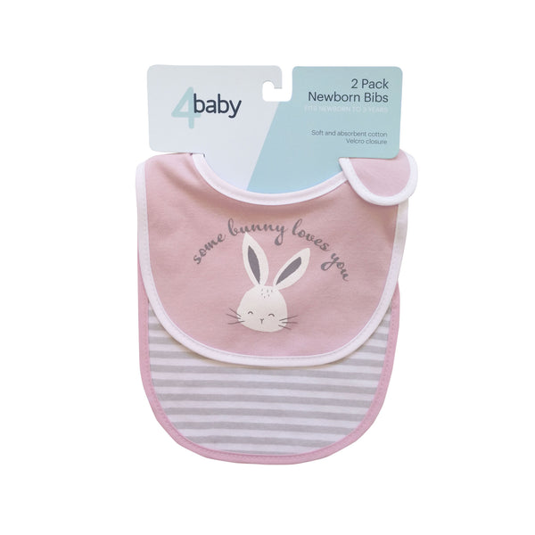 4BABY 2pk Bibs Newborn Slogan - Some Bunny