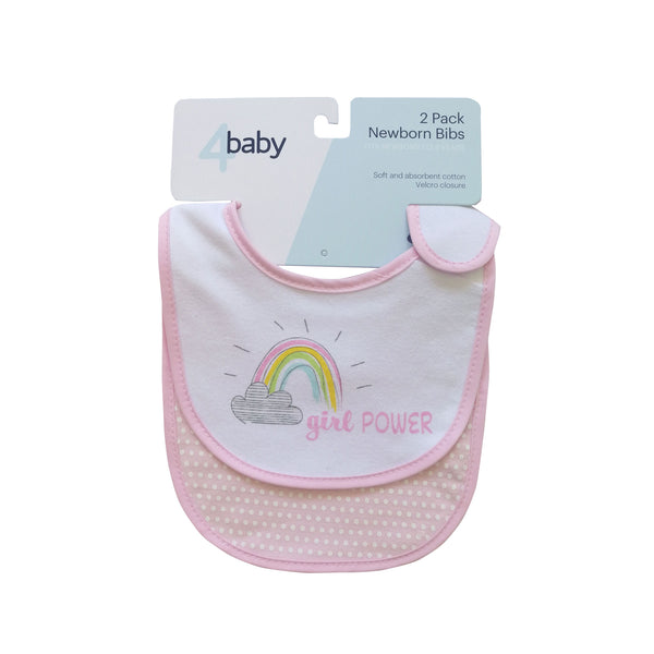 4BABY 2pk Bibs Newborn Slogan - Girl Power