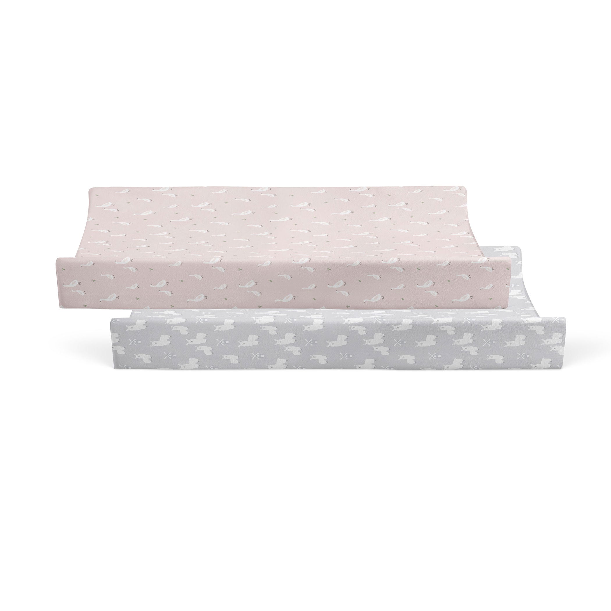 Provincial 2pk Waterproof Change Pad Covers - Blush/Grey