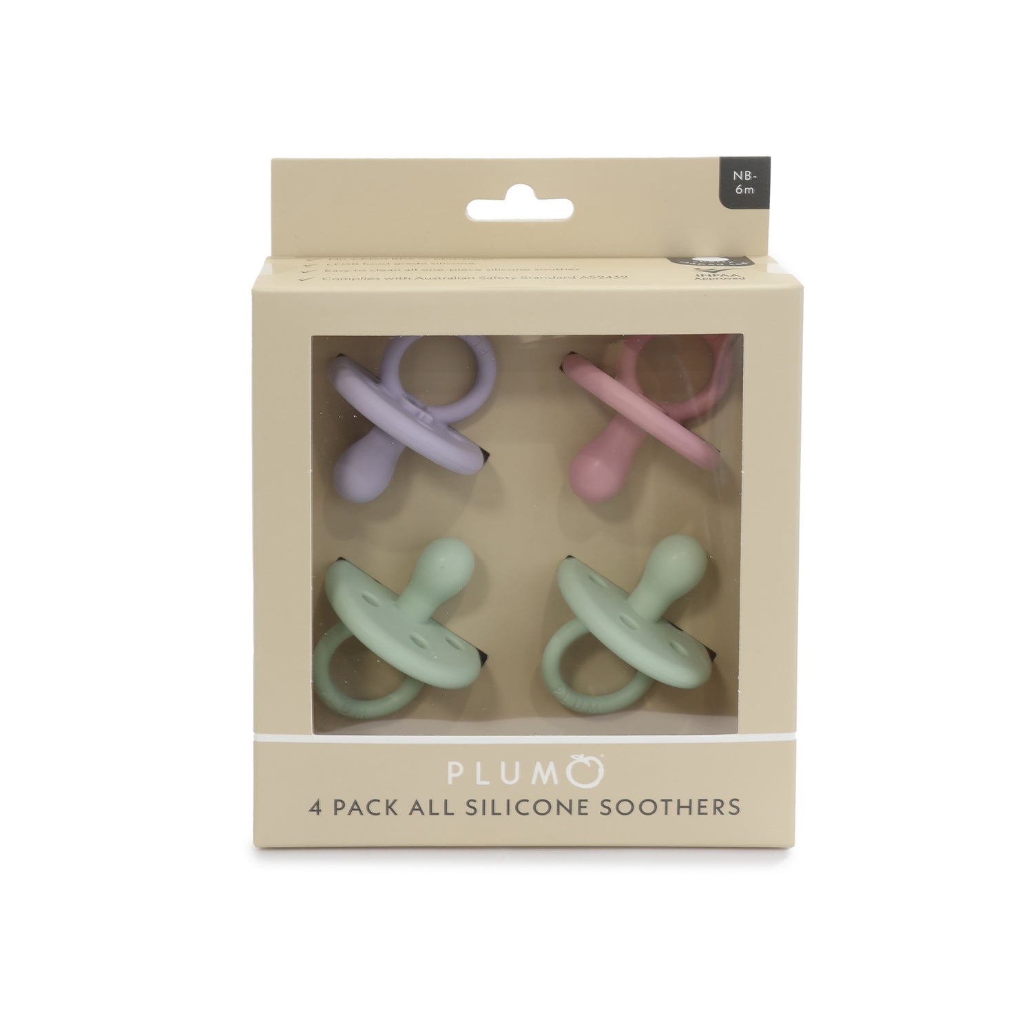 PLUM 4pk Silicone Soothers Mystery Box NB-6M
