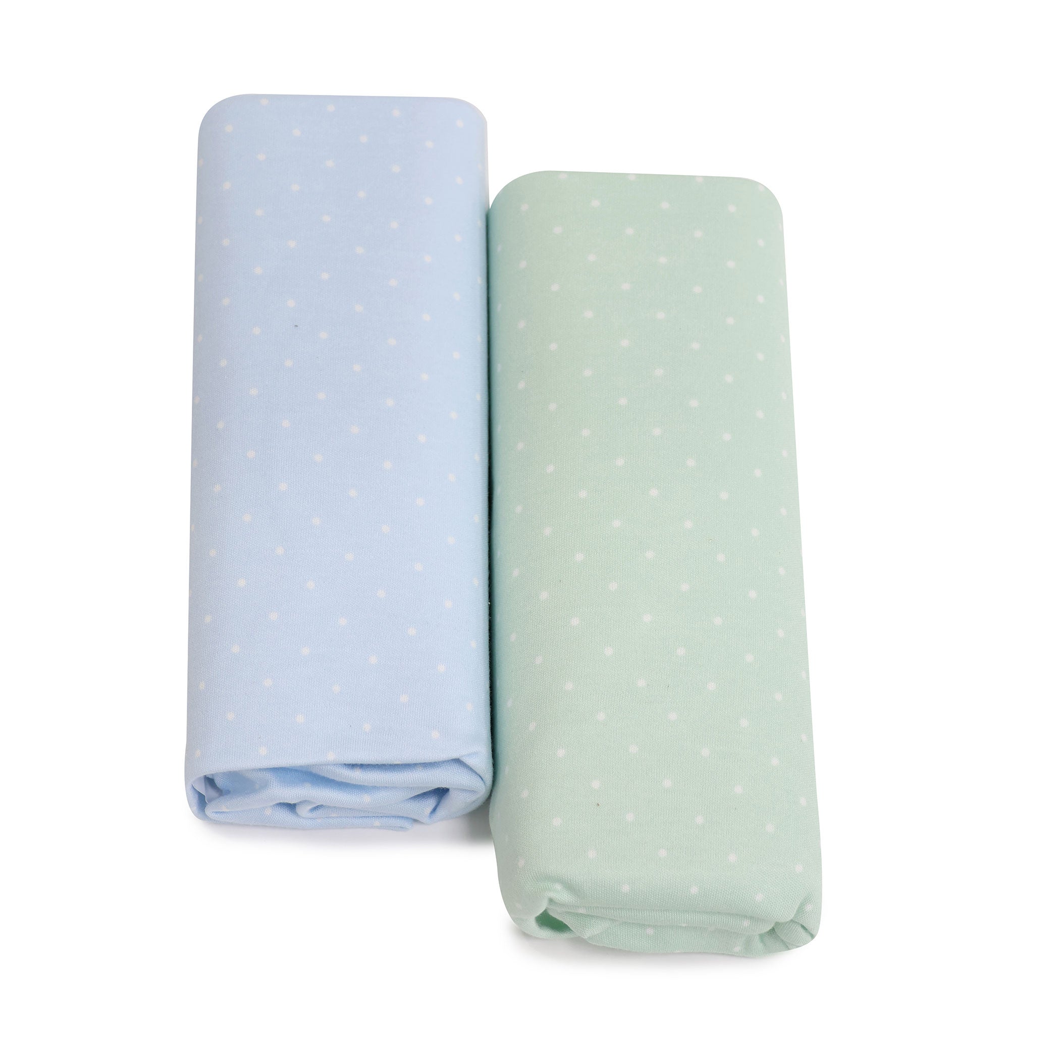 Confetti 2pk Jersey Co Sleeper/Bedside Sleeper Fitted Sheets Blue/Sage