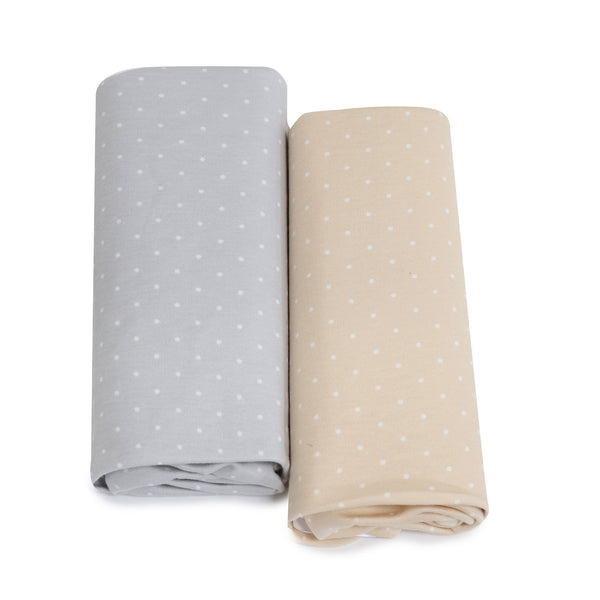 Confetti 2pk Jersey Co Sleeper/Bedside Sleeper Fitted Sheets Grey/Taupe