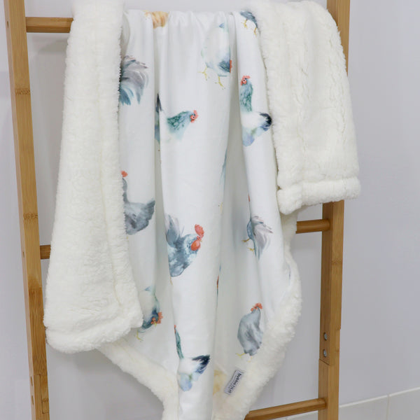 Little Rooster Reversible Fleece Cuddle Blanket