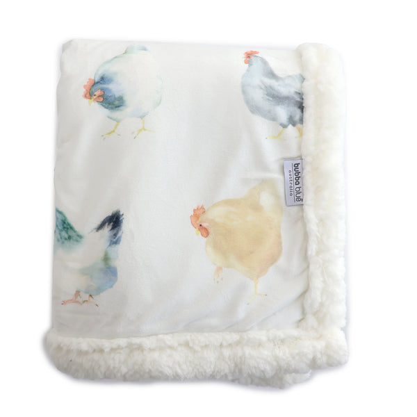 Little Rooster Reversible Fleece Cuddle Blanket