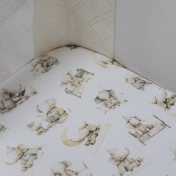 Elephant Bedtime Jersey Co Sleeper/Bedside Sleeper Fitted Sheet