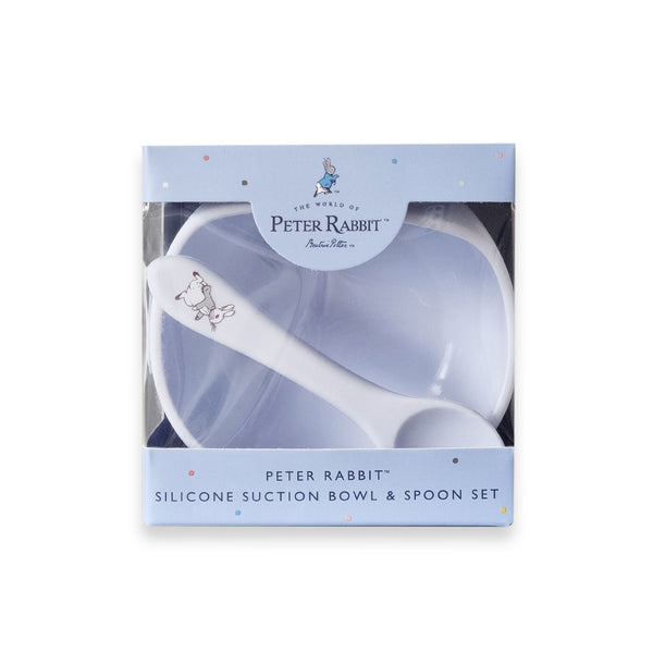 Peter Rabbit Silicone Duck Egg Bowl and Spoon Set - Blue