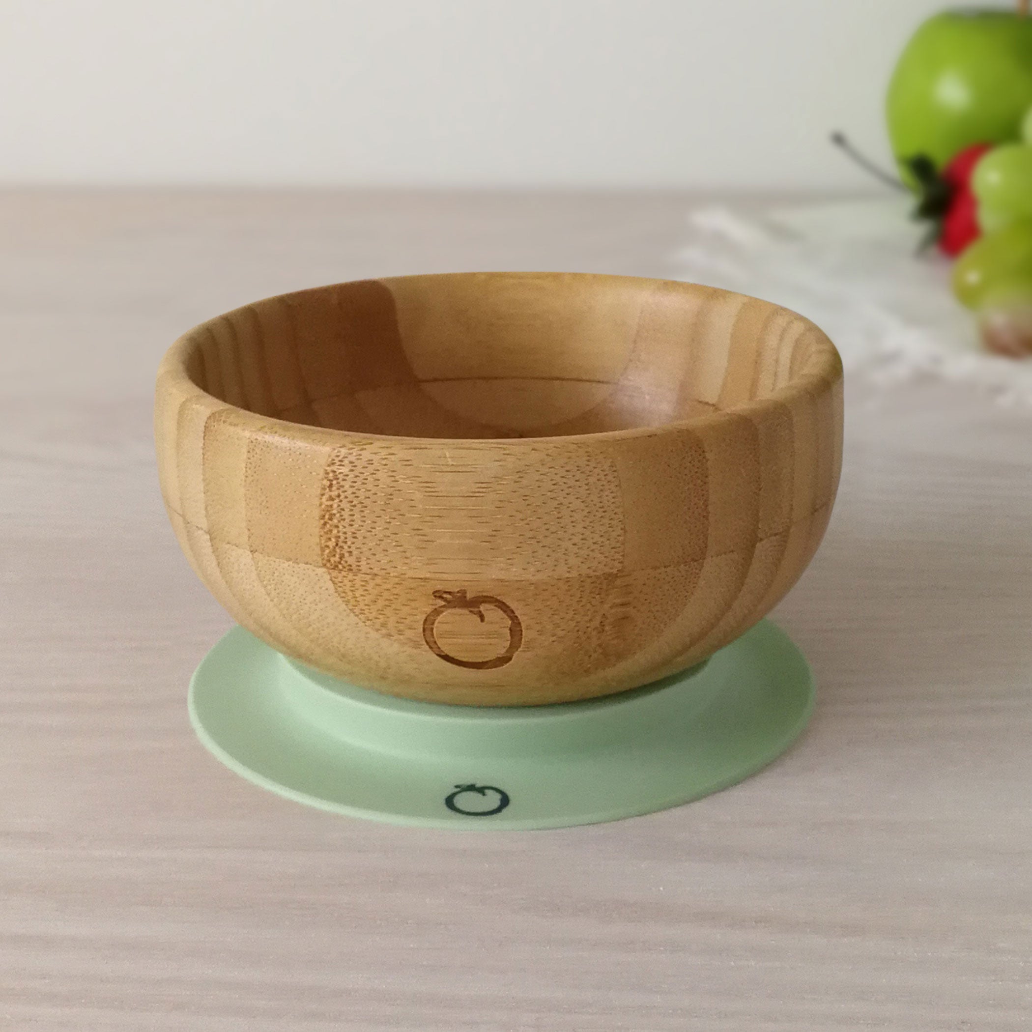 Plum Bamboo and Silicone Suction Bowl - Olive